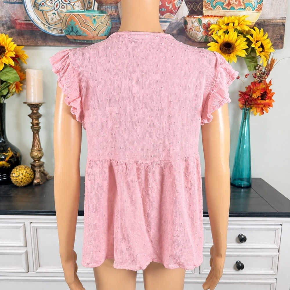 Liv Los Angeles Blouse Lace Crochet Ruffle Boho Romantic Cottagecore Peasant Top - Picture 4 of 5